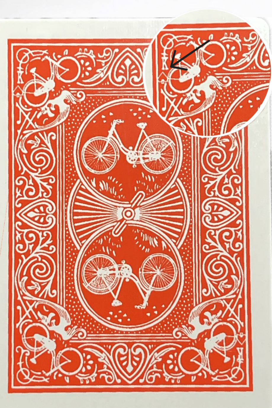 Close-up demo of a marked card back